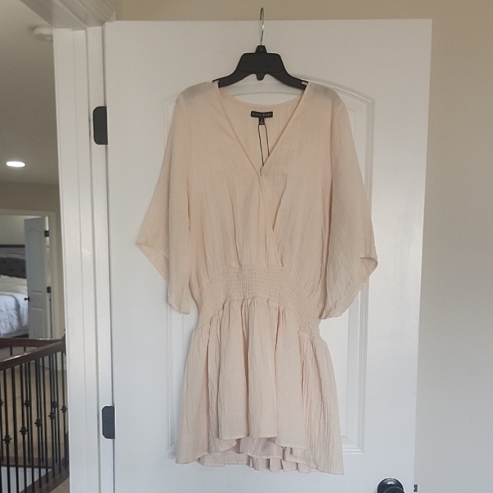 NWT MIOU MUSE Cream V-Neck Tunic Dress MED